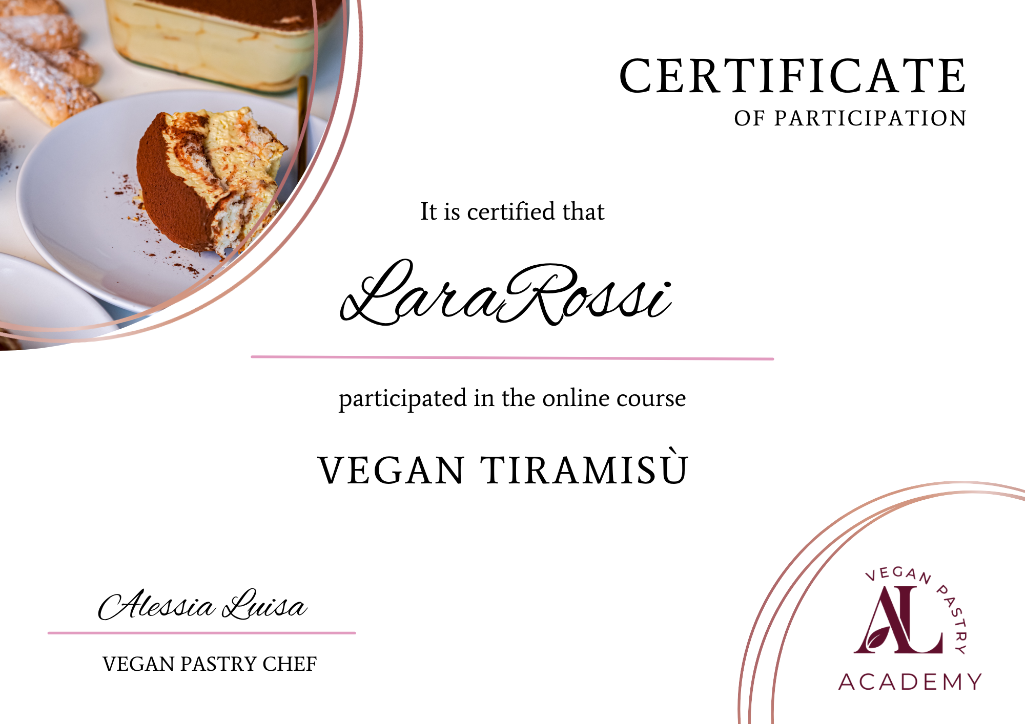 Example of the participation certificate